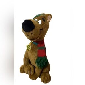 Vintage Scooby Doo Plush Cartoon Network Wearing Red Green Scarf Pom Beanie 1998